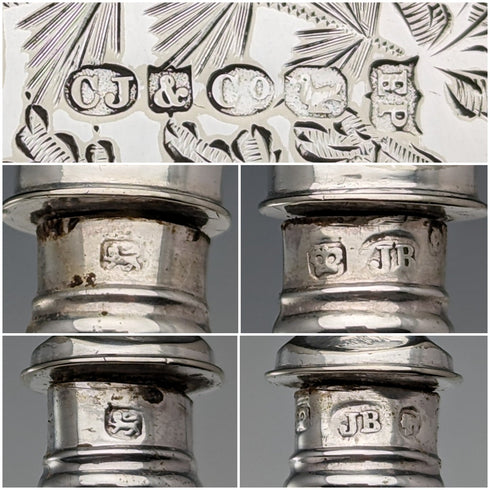 約 1865 年英國古董純銀柄魚餐具一對 JB